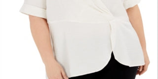 Alfani Women's Plus Drape Surplice Top White Size 3X