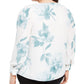 Blusa feminina Alfani floral de manga comprida com decote em V, branca, tamanho 3X