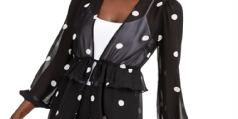 Kimono feminino de bolinhas com amarração na cintura, preto, tamanho XL, da Inc International Concepts