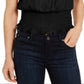 Blusa feminina de malha com mangas esvoaçantes e bainha estilo bata INC International Concepts, preta, tamanho pequeno