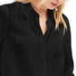 Camisa utilitária de cetim feminina INC International Concepts, preta, tamanho X-S