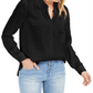 Camisa utilitária de cetim feminina INC International Concepts, preta, tamanho X-S