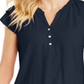 Blusa feminina com babados e decote dividido, azul, tamanho P