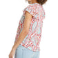 Blusa feminina estampada com decote aberto e manga curta, tamanho pequeno, estilo &amp; co