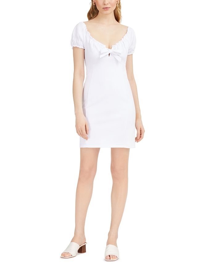 Vestido curto feminino Bar III com decote ombro a ombro e amarração frontal, branco, tamanho XX-G