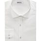 Camisa social masculina Bar III de algodão orgânico com estampa coral em tons de tom, corte slim, branca, tamanho médio