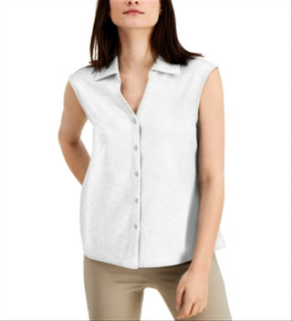 Blusa feminina Alfani sem mangas, branca, tamanho XX-G