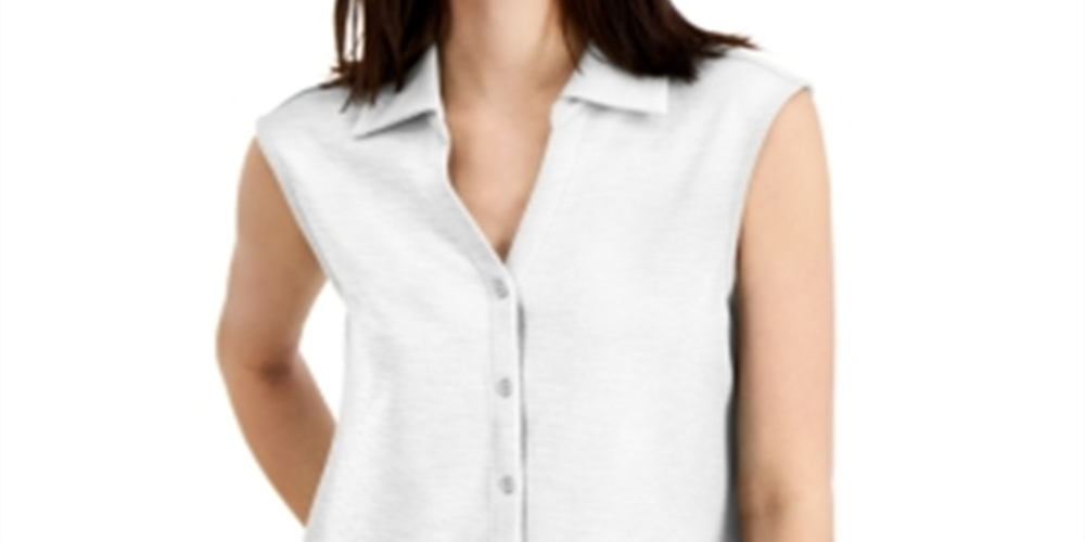 Blusa feminina Alfani sem mangas, branca, tamanho XX-G
