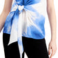 Blusa feminina Alfani com amarração lateral e manga curta, gola redonda, tamanho G