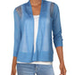 Cardigan Alfani Feminino de Linho Misto com Frente Aberta e Pontos Mistos, Azul, Tamanho Pequeno