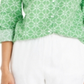 Charter Club Blusa feminina estampada com botões frontais e mangas bufantes, tamanho pequeno, verde, extrapequeno