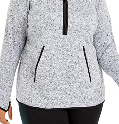 Blusa túnica feminina com capuz e decote em V Ideology, cinza, tamanho 1X