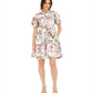 Vestido curto feminino floral de manga curta e gola redonda, tamanho grande, branco, da INC International Concepts