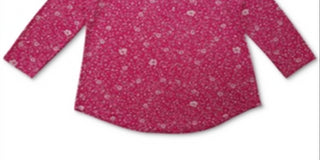 Charter Club Women's Floral Print Pleated V Neck Top Pink Size X-Small