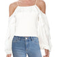 Blusa feminina de alças finas e ombros de fora da INC International Concepts, branca, tamanho pequeno