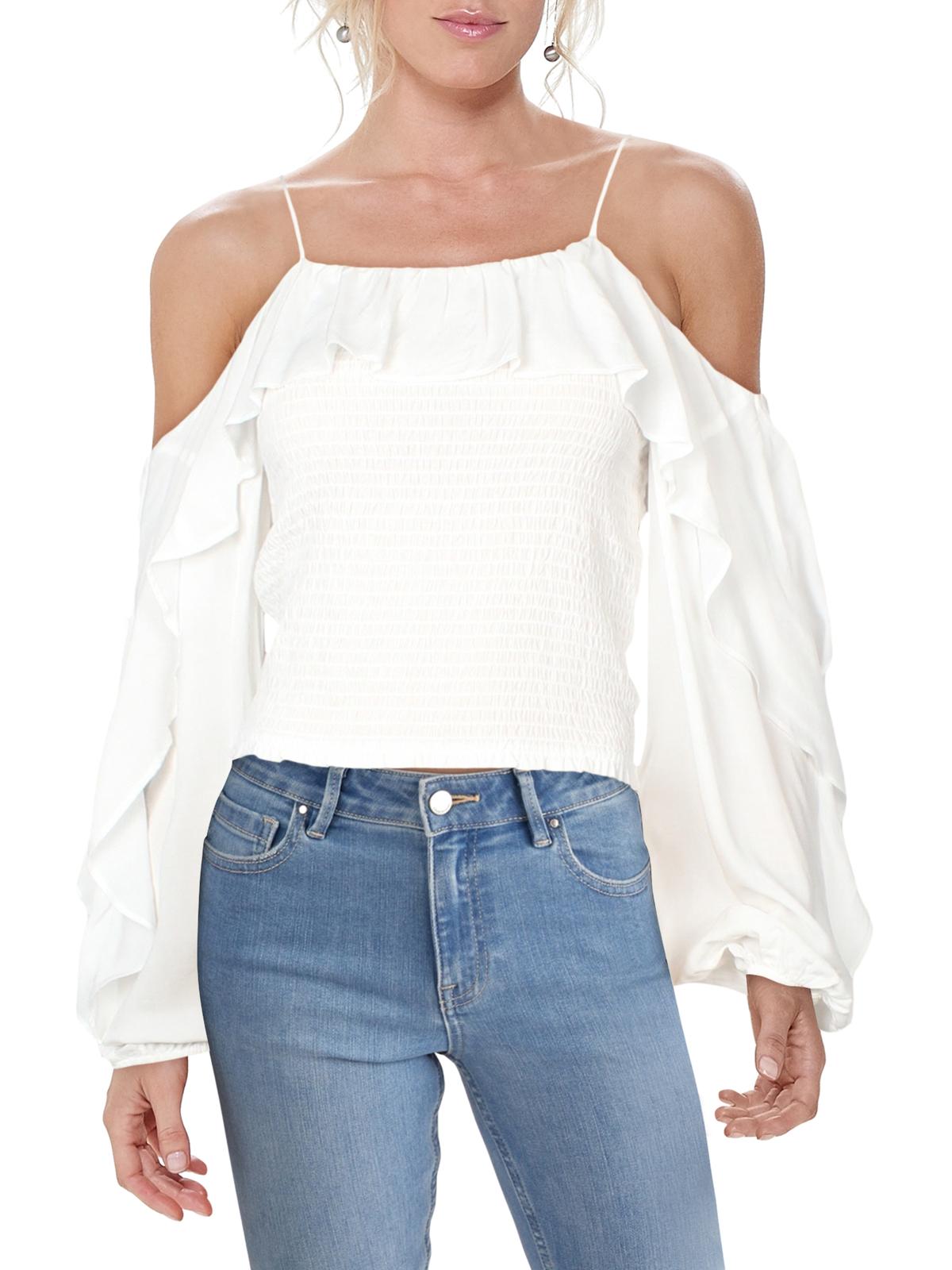 Blusa feminina de alças finas e ombros de fora da INC International Concepts, branca, tamanho pequeno