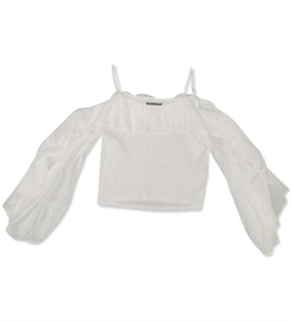 Blusa feminina de ombro vazado e lisa INC International Concepts, branca, tamanho X-G