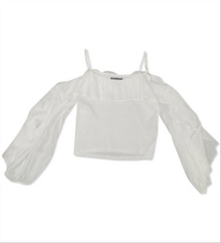 Blusa feminina de ombro vazado e lisa INC International Concepts, branca, tamanho X-G