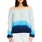 INC International Concepts Top feminino com decote ombro a ombro e tingido, azul, tamanho extragrande
