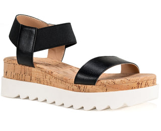 Sandálias femininas Melanyy Wedge Sun + Stone, pretas, tamanho 5 M