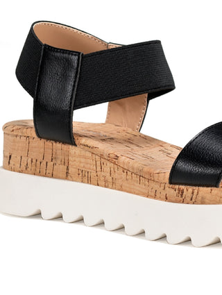 Sandálias femininas Melanyy Wedge Sun + Stone, pretas, tamanho 5 M