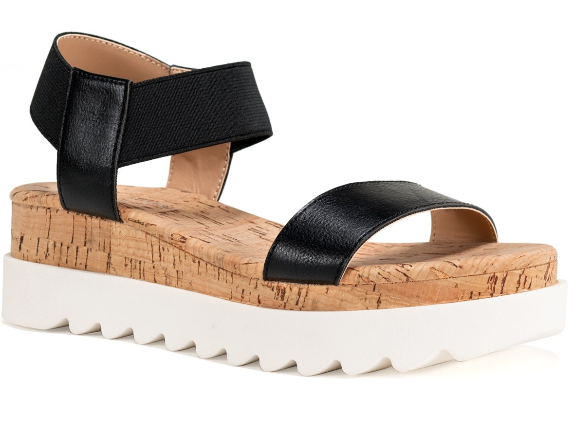 Sandálias femininas Melanyy Wedge Sun + Stone, pretas, tamanho 7,5 M