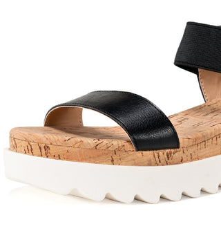 Sandálias femininas Melanyy Wedge Sun + Stone, pretas, tamanho 7,5 M