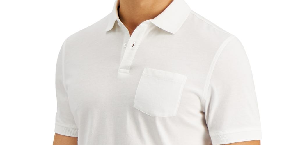 Camisa polo masculina Club Room com bolso, tamanho grande, branca
