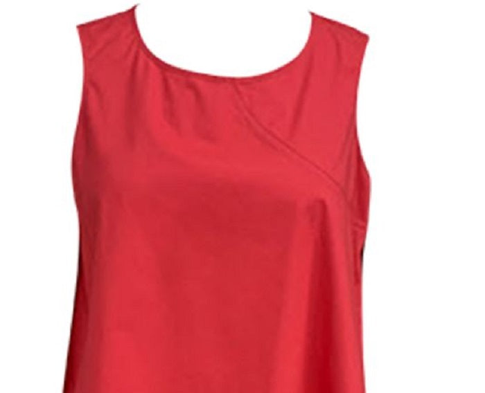 Blusa feminina Alfani coral sem mangas com decote em joia, vermelha, tamanho XX-G