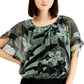Blusa feminina com estampa floral Tiger Lily, verde, tamanho extragrande, da coleção JM