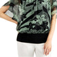 Blusa feminina com estampa floral Tiger Lily, verde, tamanho extragrande, da coleção JM