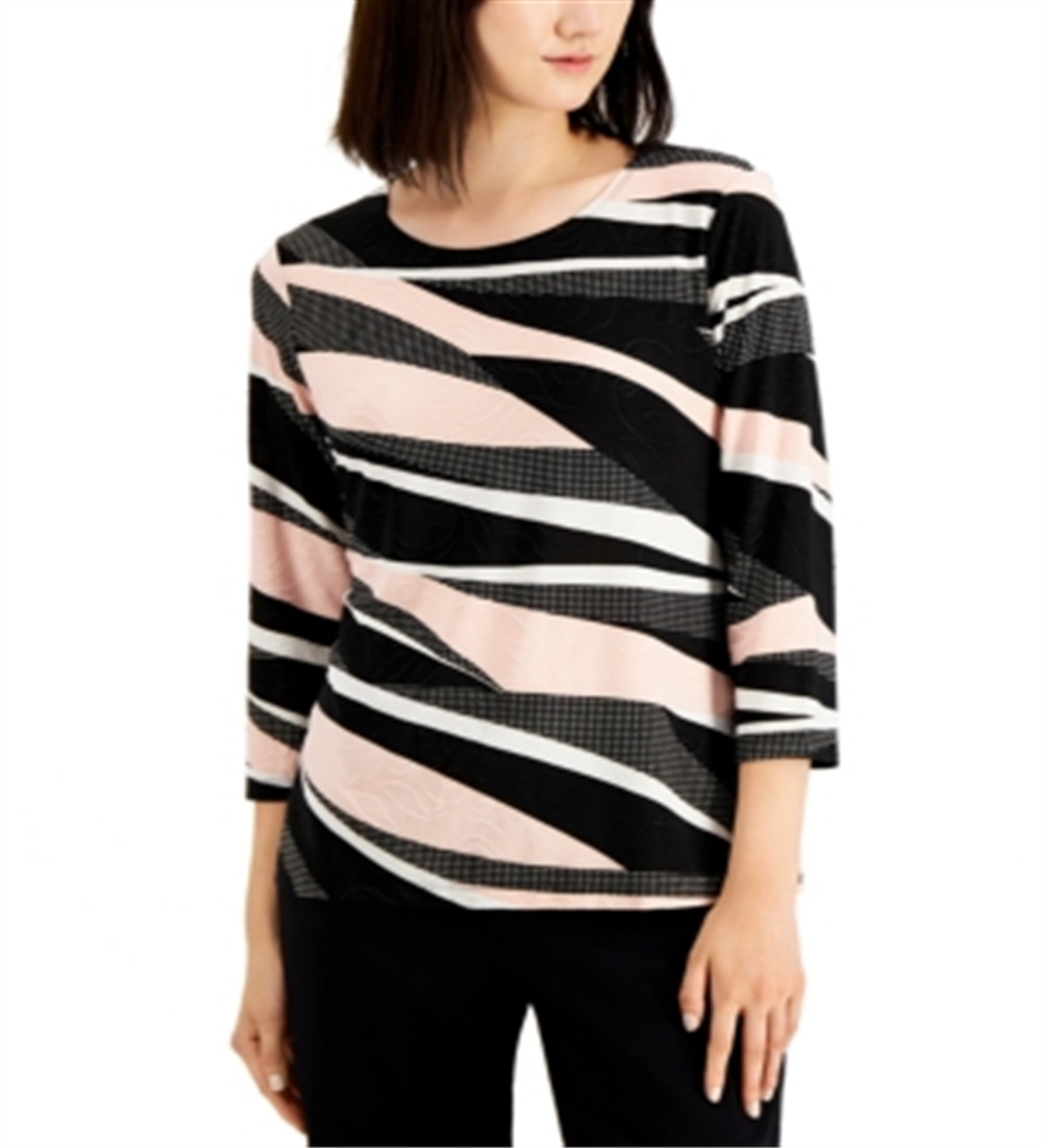 Blusa feminina com estampa abstrata JM Collection rosa tamanho XX-G