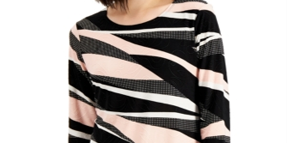 Blusa feminina com estampa abstrata JM Collection rosa tamanho XX-G