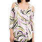 Blusa feminina com estampa de zebra e ombros descobertos, roxa, tamanho médio, da coleção JM