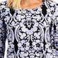 Blusa feminina com estampa de pergaminho JM Collection, roxa, tamanho pequeno