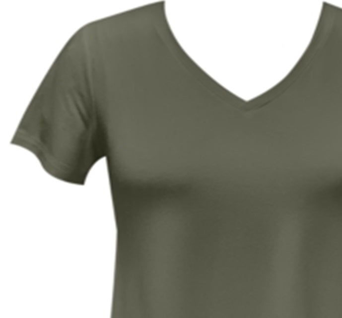 Camiseta feminina com decote em V da coleção JM, verde, tamanho XX-G