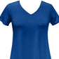 Camiseta feminina com decote em V da coleção JM, azul, tamanho médio