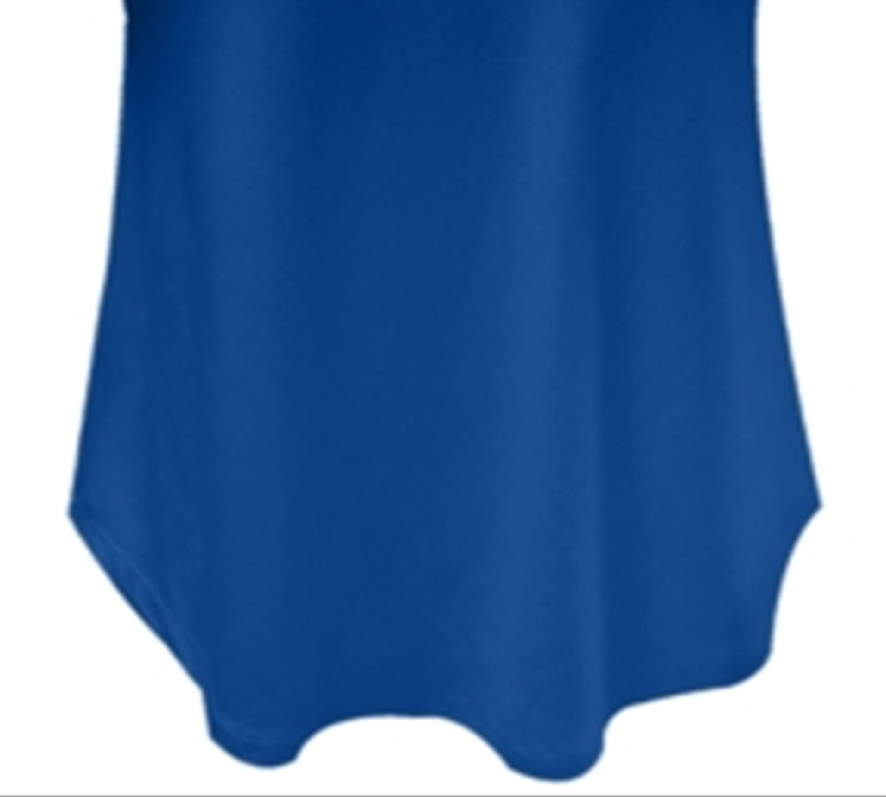Camiseta feminina com decote em V da coleção JM, azul, tamanho médio