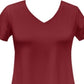 Camiseta feminina com decote em V da coleção JM, vermelha, tamanho pequeno