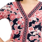 JM Collection Oasis Embellished Mixed Print Top Feminino Vermelho Tamanho Pequeno