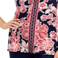 JM Collection Oasis Embellished Mixed Print Top Feminino Vermelho Tamanho Pequeno