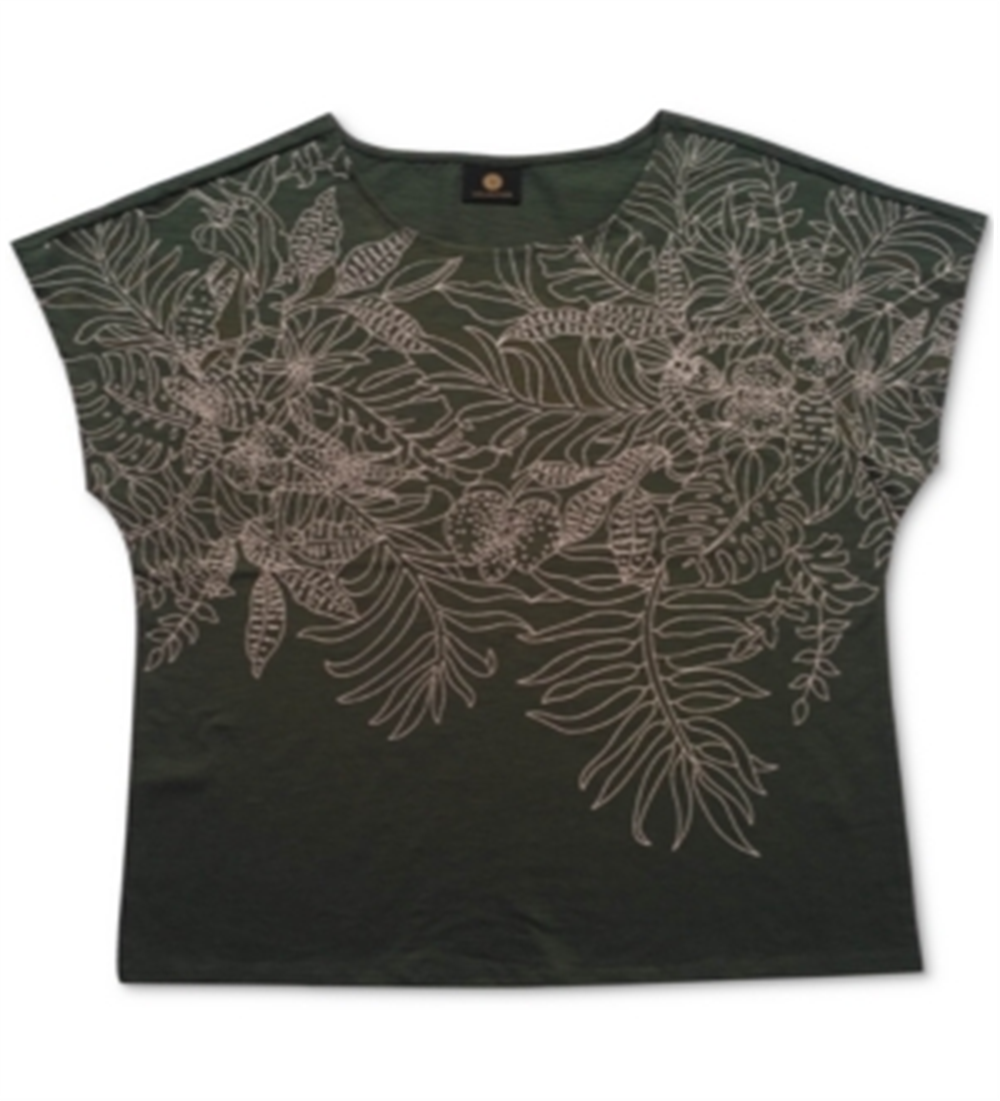 JM Collection Blusa bordada feminina verde tamanho grande