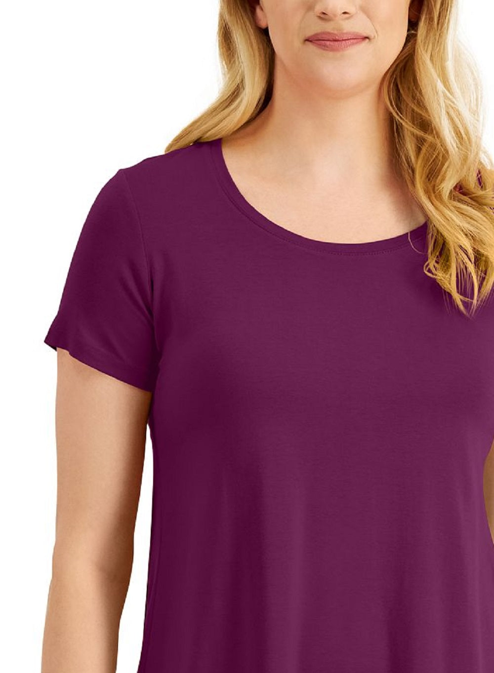 JM Collection Feminino Solid Rayon Span Roxo Tamanho Médio