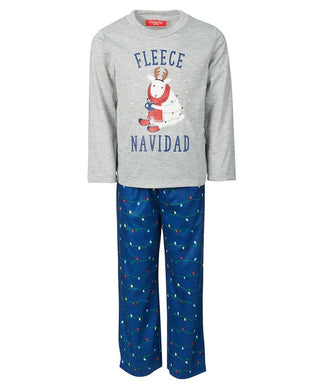 Pijama Família Pijama Família Infantil Fleece Pijama Navidad Conjunto Azul Tamanho 2T-3T