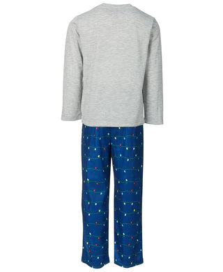 Pijama Família Pijama Família Infantil Fleece Pijama Navidad Conjunto Azul Tamanho 2T-3T