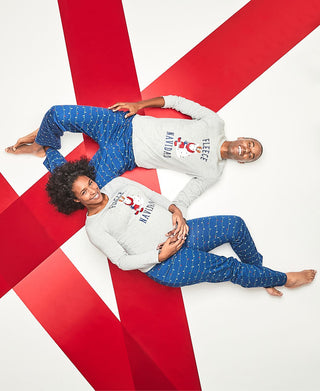 Pijama Família Pijama Família Infantil Fleece Pijama Navidad Conjunto Azul Tamanho 2T-3T