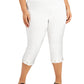 Calça capri feminina com bainha grommet e controle de barriga JM Collection, branca, tamanho 1X