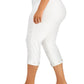 Calça capri feminina com bainha grommet e controle de barriga JM Collection, branca, tamanho 1X