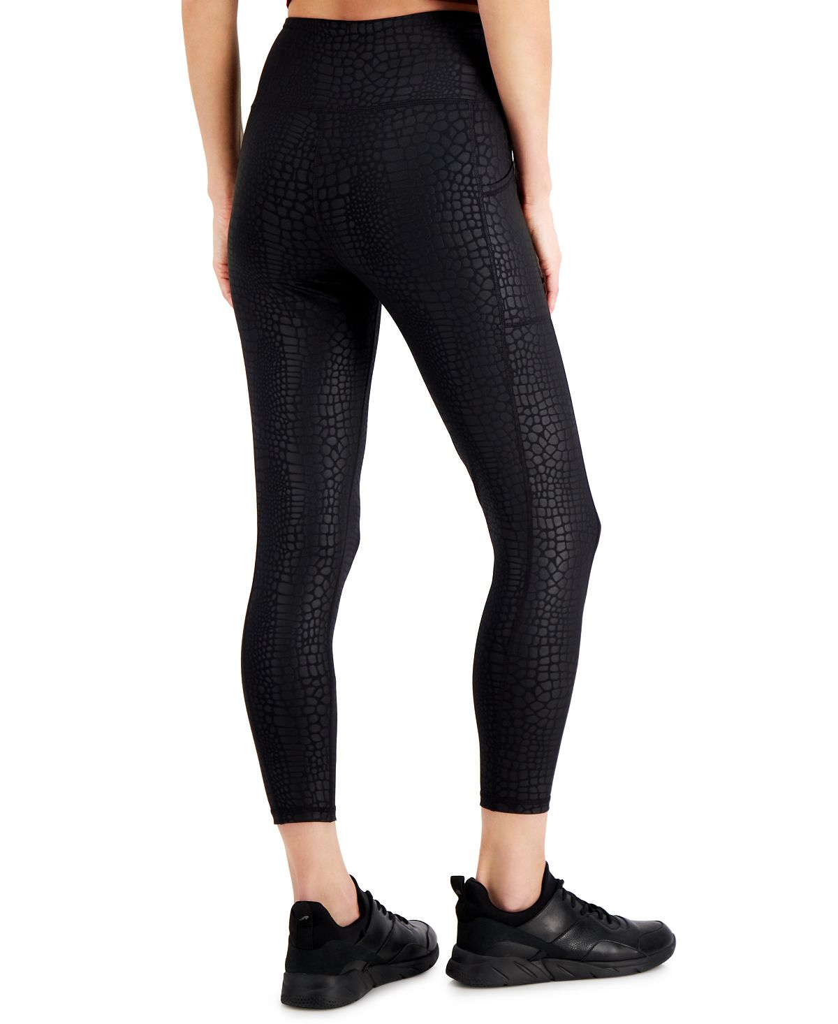 ID Ideology Leggings de compressão femininas Croc com bolso lateral em relevo 7/8 comprimento preto tamanho grande