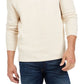 Suéter masculino Club Room com zíper de um quarto e canelado francês, branco, tamanho XXX-G